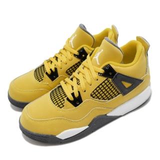 【NIKE 耐吉】休閒鞋 Jordan 4 Retro PS 童鞋 經典款 喬丹4代 復刻 中童 閃電  黃 黑(BQ7669-700)