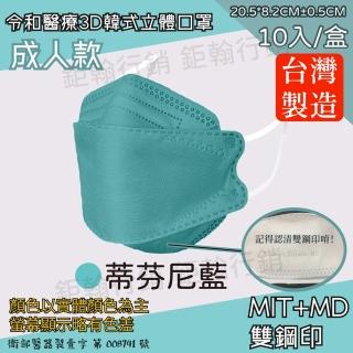 【令和】蒂芬妮藍4盒組-雙鋼印韓版成人3D醫療口罩(特殊色 KF94 40入/4盒)