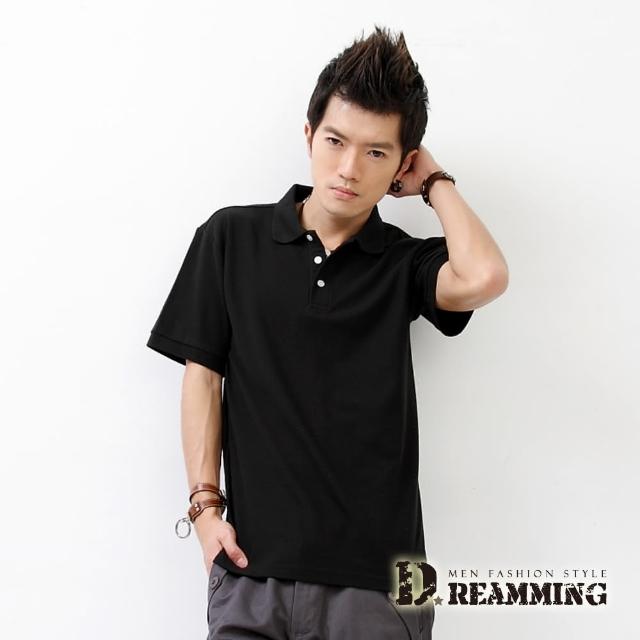 【Dreamming】美式素面網眼短袖POLO衫(黑色/白色/麻灰)