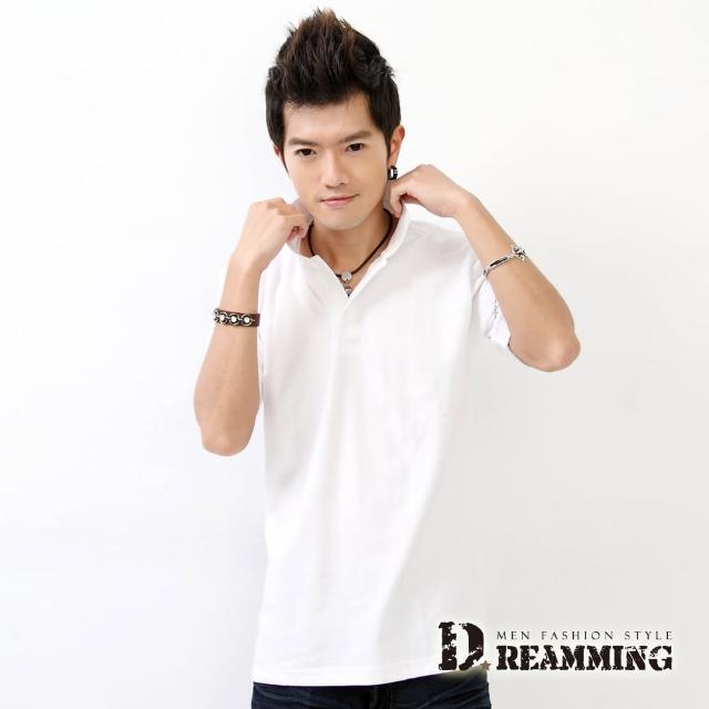 【Dreamming】美式素面網眼短袖POLO衫(黑色/白色/麻灰)
