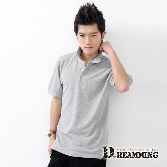 【Dreamming】美式素面網眼短袖POLO衫(黑色/白色/麻灰)