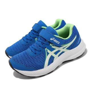 【asics 亞瑟士】慢跑鞋 Contend 7 PS 運動 童鞋 亞瑟士 魔鬼氈 透氣 舒適 耐用 中童 藍 白(1014A194405)