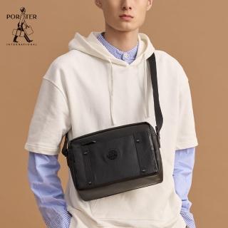 【PORTER INTERNATIONAL】DUKE-X復古雅痞斜背包(黑)