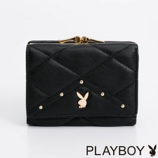 【PLAYBOY】口金短夾  Dazzle系列(黑色)