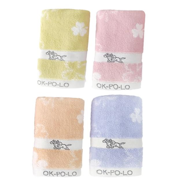 【OKPOLO】台灣製造厚磅幸運草毛巾-4入(吸水厚實柔順)