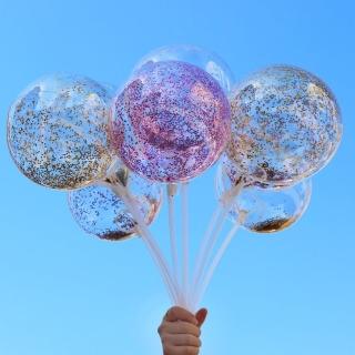 18寸彩色亮片透明波波球1組-三色任選(生日氣球 派對 派對氣球 生日佈置 氣球 求婚 告白)