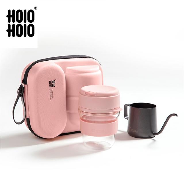 【Holoholo】Coff Go 手沖咖啡隨行旅行組（櫻花粉）(手沖隨行咖啡杯＋手沖細口壺 套裝組)