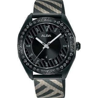 【ALBA】黑色斑馬日期顯示強化鏡面36mm(AH7W69X1/VJ22-X336SD)