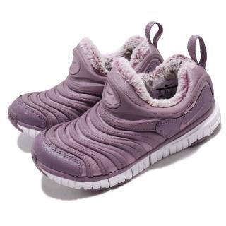 【NIKE 耐吉】慢跑鞋 Dynamo Free 童鞋 毛毛蟲 運動 襪套 透氣 輕量 中童 紫 灰(AA7216-501)
