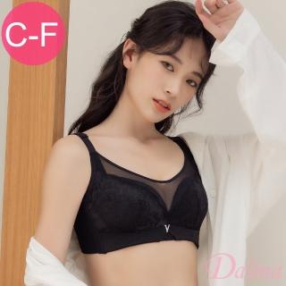 【Daima 黛瑪】無鋼圈內衣B-F/西拉女神網紗透氣蕾絲內衣/集中包覆/大罩杯/調整型/B.C.D.E.F罩(黑色)