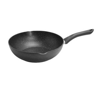 【Buffalo 牛頭牌】小牛原石不沾炒鍋28cm(IH/電磁爐適用 平圓底 不沾鍋 深平底鍋)