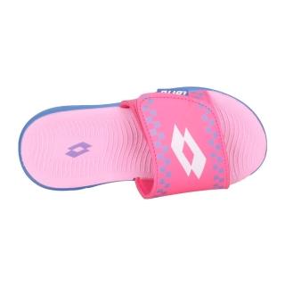 【LOTTO】19-22CM_女大童躍動輕量拖鞋-海邊 海灘 戲水 游泳 沙灘 魔鬼氈 粉紅藍(LT1AKS3853)