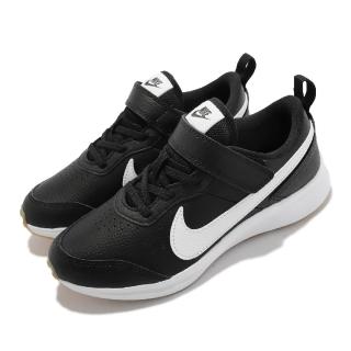 【NIKE 耐吉】慢跑鞋 Varsity Leather PSV 童鞋 魔鬼氈 輕量 舒適 避震 皮革 中童 穿搭 黑白(CN9393-008)