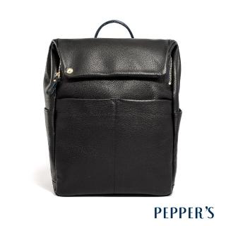 【PEPPER’S】Marley 牛皮掀蓋後背包(黑色)