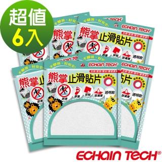 【Echain Tech】熊掌金鋼砂防滑貼片-方型透明款 6包共36片 -長12*寬12cm(止滑貼片/浴室貼/磁磚貼)