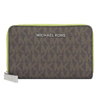 【Michael Kors】滿版MK撞色信用卡名片夾零錢包(深咖/草綠)
