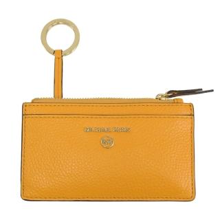 【Michael Kors】金屬MK LOGO證件信用卡鑰匙圈零錢包(姜黃)