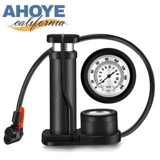 【AHOYE】迷你自行車高壓打氣筒  氣壓錶-腳踩式 充氣幫浦