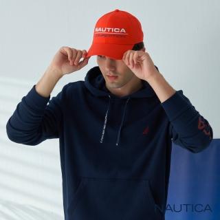 【NAUTICA】男裝時尚休閒LOGO長袖帽T(海軍藍)