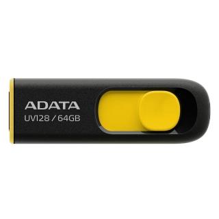 【ADATA 威剛】UV128 64G USB3.2 行動碟(黃)