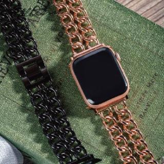 【ALL TIME 完全計時】Apple Watch S7/6/SE/5/4 38/40/41mm 氣質雙鍊金屬鋼錶帶_贈調錶帶工具