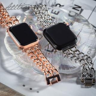 【ALL TIME 完全計時】Apple Watch S7/6/SE/5/4 42/44/45mm 氣質雙鍊金屬鋼錶帶_贈調錶帶工具