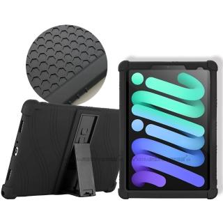 【VXTRA】2021 iPad mini 6 第6代 8.3吋 全包覆矽膠防摔支架保護軟套-黑