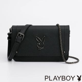 【PLAYBOY】翻蓋斜背包 Eternal系列(黑色)