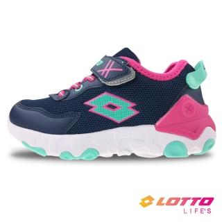 【LOTTO】童鞋 RISE RUN 超輕量跑鞋(深藍/粉-LT1AKR3627)
