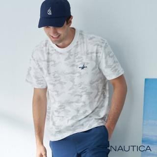 【NAUTICA】男裝迷彩圖騰短袖T恤(白)