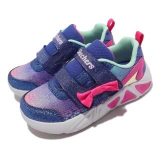 【SKECHERS】休閒鞋 S Lights-Tri-Brights 童鞋 燈鞋 發光 蝴蝶結魔鬼氈 緩衝 中小童 紫(302654-NBLHP)