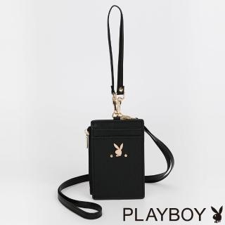 【PLAYBOY】證件套-附頸掛繩與手挽 Brilliant系列(黑色)