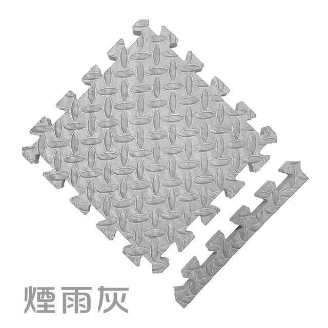 【MOMOTARO 桃太郎地墊】台灣製極厚2.5CM拼接超Q樹葉紋32x32無毒防滑巧拼地墊-附邊條(16片裝-約0.5坪)
