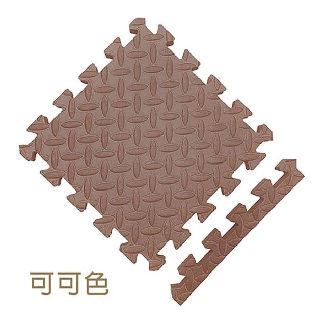 【MOMOTARO 桃太郎地墊】台灣製極厚2.5CM拼接超Q樹葉紋32x32無毒防滑巧拼地墊-附邊條(16片裝-約0.5坪)