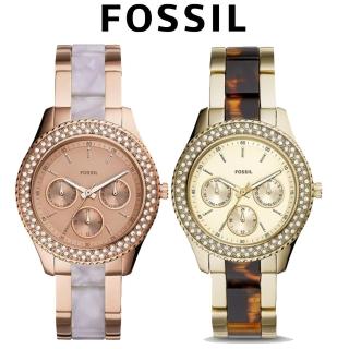 【FOSSIL】晶鑽三眼經典琥珀手錶38mm(兩色可選 ES4755/ES4756)