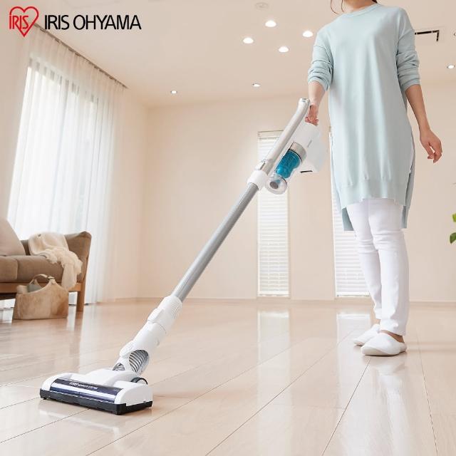 【IRIS】(氣旋大吸力)輕量無線手持吸塵器 SCD-141P(附二用刷頭 低噪音 寵物毛 直立式)
