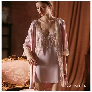【久慕雅黛】DRAIMIOR寬絲帶蕾絲優雅絲滑睡袍。粉色(睡袍)