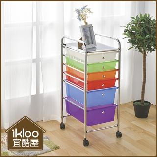 【ikloo 宜酷屋】2大4小繽紛抽屜收納車