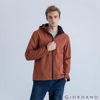 【GIORDANO 佐丹奴】男裝防潑水可拆式連帽外套(81 栗棕)