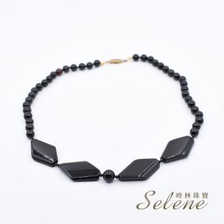 【Selene】黑瑪瑙復古風幾何造型項鍊(鍊長約45cm)