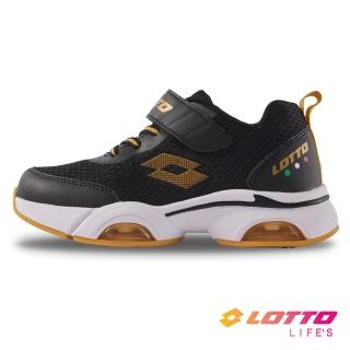 【LOTTO】童鞋 D AIR 輕量雙氣墊跑鞋(黑/金-LT1AKR3830)