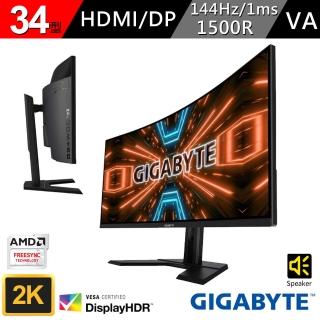 【GIGABYTE 技嘉】G34WQC A 34型 144Hz 1ms HDR400 曲面電競螢幕