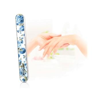 【Bill Case】青花瓷精緻天然系 強化奈米玻璃 美甲晶亮拋光修型銼刀12公分(天然物裡性 免用指甲刀)