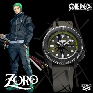 【SEIKO 精工】5 Sports X One Piece 航海王聯名限量機械錶-索隆(4R36-12A0G/SRPH67K1)