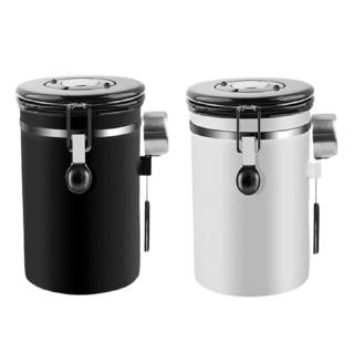 【買一送一1800ml超大容量】304不銹鋼單向排氣閥密封罐 附湯匙(咖啡豆 茶葉 攜帶儲豆罐 不鏽鋼)