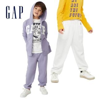 【GAP】童裝 碳素軟磨 法式圈織系列 Logo柔軟休閒褲 男女同款(795193-紫色)