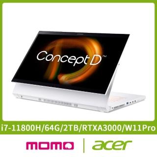【Acer】ConceptD CC715-72P-75HG 15吋創作者筆電(i7-11800H/64G/2TB SSD RAID/RTXA3000-6GB/Win11Pro)
