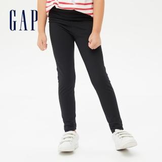【GAP】女童 虎年限定 碳素軟磨系列 虎紋/素色刷毛運動內搭褲(763302-黑色)