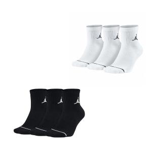 【NIKE 耐吉】Jordan 短襪 Jumpman Quarter Socks 喬丹飛人三雙入 黑白2色 基本款(SX5544100 SX5544010)