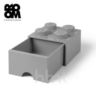 【LEGO 樂高】Room Copenhagen LEGO Brick Drawer 4樂高積木方塊四紐抽屜盒收納盒-灰色(樂高收納盒)